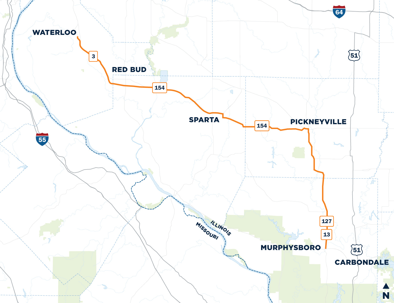 Map of Southwest Connector Route